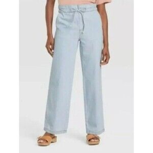 Universal Thread Drawstring Jeans High Rise Wide Leg Denim Casual 10 R Womens